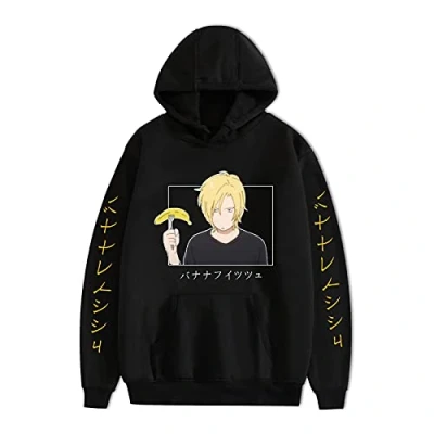 Imagen de xhomeshop Sudadera con Capucha Banana Fish Hombres y Mujeres de Manga Larga Tops Anime Print Casual Sports Pullover Sweatshirt Ash Lynx Cosplay Costumes