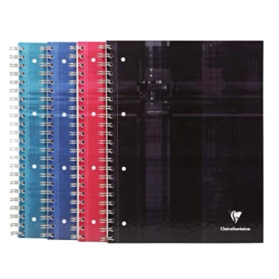 Imagen de Clairefontaine 8211C Bind&#039;O Block Cahier à Spirale Perforé A4+ 22,5x29,7 cm 160 Pages Détachables Grands Carreaux Cadrées Papier Blanc 90 g Couverture Rigide Couleur Aléatoire