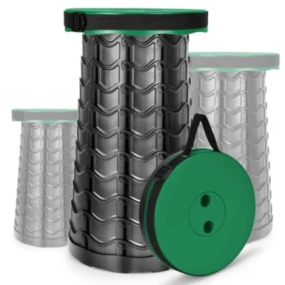 Imagen de HIGSPE Taburete Plegable Portátil, Banqueta Camping Altura Ajustable 6,5 45 cm, Silla Ligera para Exteriores, Senderismo, Pesca, Barbacoa, Viajes, Carga 180kg /397lb