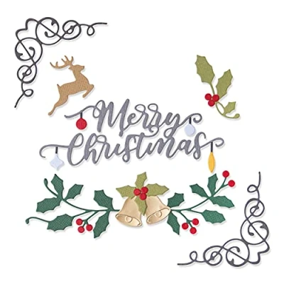 Imagen de Sizzix Thinlits Die Set 10PK Festive Elements, 664706 Juego de Troqueles (10 Unidades), Plástico Papel, Multicolor, Talla única