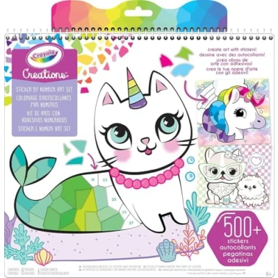 Imagen de Crayola Creations Set Stickers y Números, Juego de 15 Posters para Colorear 6 Hojas Pegatinas, a Partir 8 Años, 04 6229