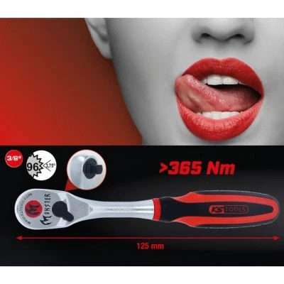 Imagen de KS TOOLS 935.3890 Chicharra reversible 96 10 (3/8&quot;) 198 Acero cromo vanadio