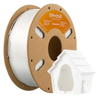 Imagen de ERYONE Filament ASA 1.75mm +/ 0.03mm, 3D Printer Perfect for Printing Outdoor Functional Parts, 1kg (2.2LBS) / Spool, White