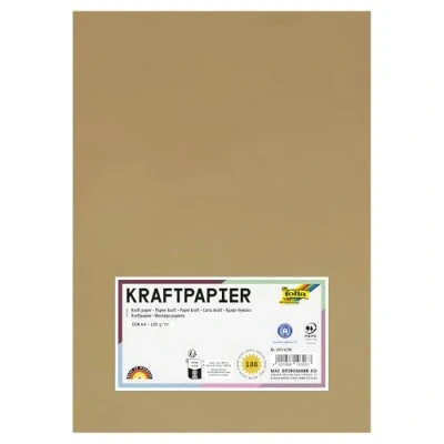 Imagen de folia 691/4/98 Papel kraft natural, 120 g/m², DIN A4, 100 hojas, para elaboración individual y diseño de tarjetas felicitación, invitaciones, lugar, etc.