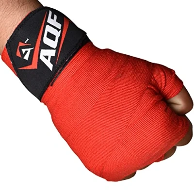 Imagen de AQF Vendas Boxeo con 4 Metros Eslora Elasticas para Deportes De Combate, Boxeo, MMA (Artes Marciales Mixtas) Y Cross Fitness (Rojo)