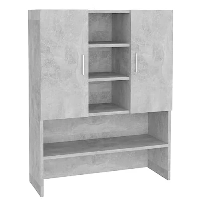 Imagen de vidaXL Armario de Lavadora Cuarto Baño Aseo Inodoro Secadora Estantería Estante Muebles Mobiliario Colada Almacenaje Gris Hormigón 70,5x25,5x90 cm