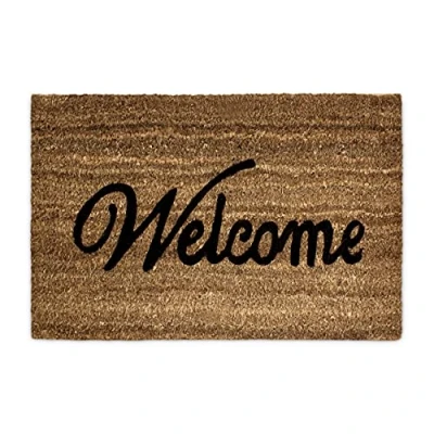 Imagen de Relaxdays Felpudo “Welcome, Alfombrilla Entrada de Coco y PVC, Alfombra 40 x 60 cm Antideslizante, Color Natural