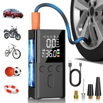Imagen de WYRIAZA Compresor Aire Portatil 10000mAh Inflador Ruedas Coche 150PSI Hinchador Neumaticos Mini Pequeño Electrico Bicicleta