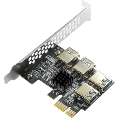 Imagen de MZHOU PCIE 1 a 4 PCI Express Tarjeta Vertical de expansión 1X 16X Adaptador USB 3.0 multiplicadora con Mayor Estabilidad para GPU Ethereum Bitcoin Mining