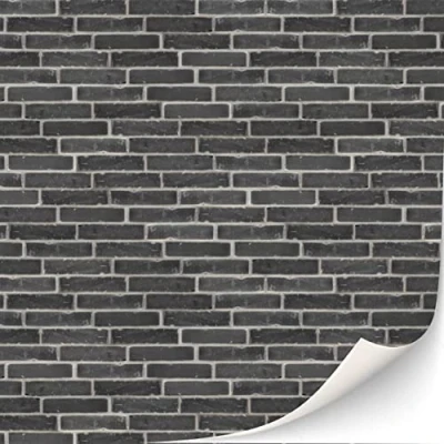 Imagen de TexturKontor 3 hojas de pared ladrillo autoadhesivo para casas muñecas escala 1:12 (ladrillo negro) (0003)