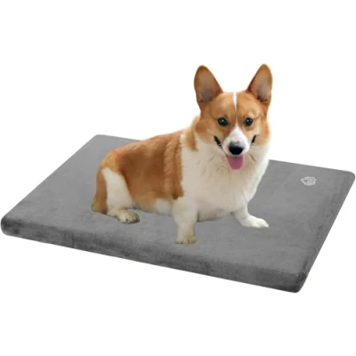Imagen de EMPSIGN Cama para Perros Mediano, Colchón Perro Lavable y Desenfundable, Cojín Impermeable de Doble Cara (frío Calor), Almohadilla Espuma Alta Densidad, Gris, M, 74x46x7.6cm