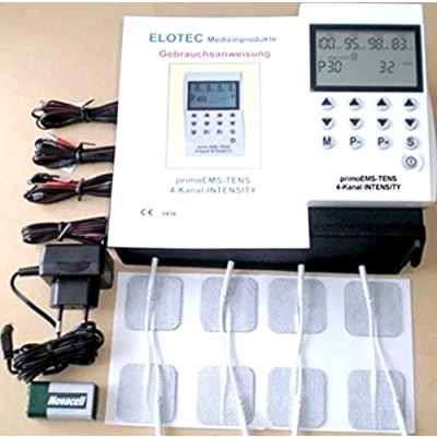 Imagen de dispositivo profesional de 4 canales TENS, EMS 220 V, corriente estimulante, 50 programas, para terapia dolor, electroterapia y desarrollo muscular