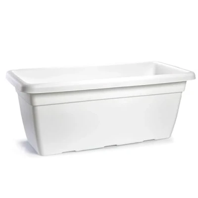Imagen de AC Jardinera de plástico sin Plato 100 cm Agujeros Drenaje Modelo PLFT Forma Rectangular Ideal para Decorar tu casa y jardín Fabricada en España Color Blanco