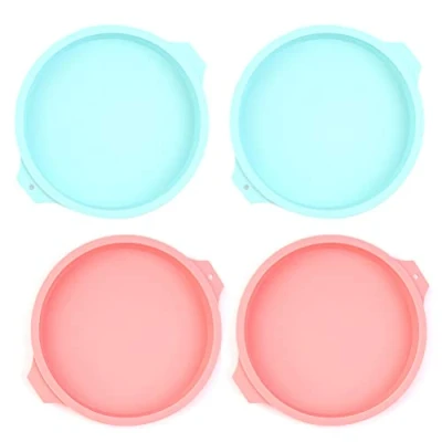 Imagen de 4pcs Molde de Silicona para Tartas,Molde Redondo,Molde Tarta Redondo Pastel,sin BPA,Molde Pastel Silicona,Moldes Redondos Tartas 8 Pulgadas,Utensilio Hornear Pizza,Pastel