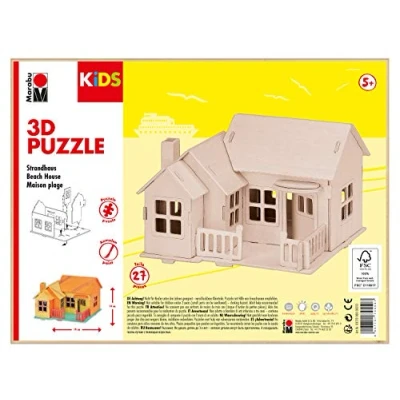 Imagen de Marabu Kids 3D Puzzle de Madera (27 Piezas, 19 x 14 cm), Color casa Playa, Large (0317000000013)