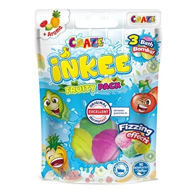 Imagen de CRAZE INKEE Bombas de baño para niños Fruity Pack con 3 aroma a frutas, Colores, incluye 30g, compatibles Wands, Sin Gluten