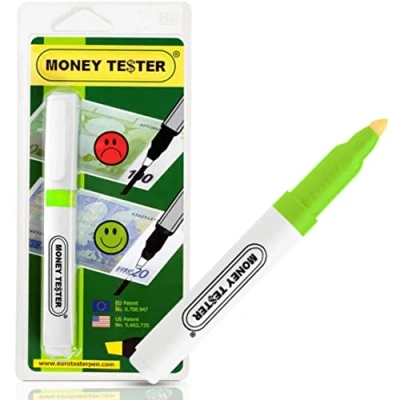 Imagen de MONEY TESTER Detector Billetes Falsos Profesional, Rotulador para Euro Dolar Libras y principales monedas internacionales, Original Made in Italy