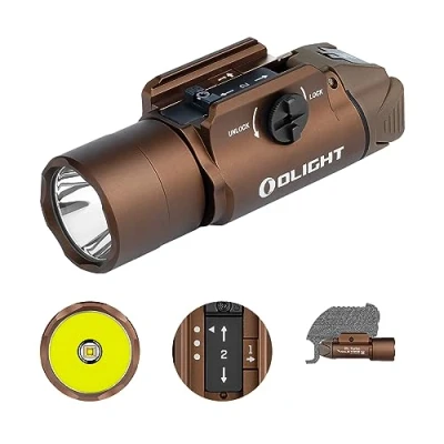 Imagen de OLIGHT PL Turbo Valkyrie Linterna Táctica LED Potente 800 lúmenes 515 Metros Compatible con Diferentes Rieles para Caza, Búsqueda en Exteriores Utilizada Actividades Deportivas(Marrón)