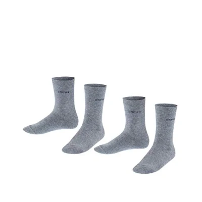 Imagen de ESPRIT Foot Logo 2 Pack K SO algodón unicolor pares, Calcetines Unisex niños, Gris (Light Grey Melange 3390), 35 38
