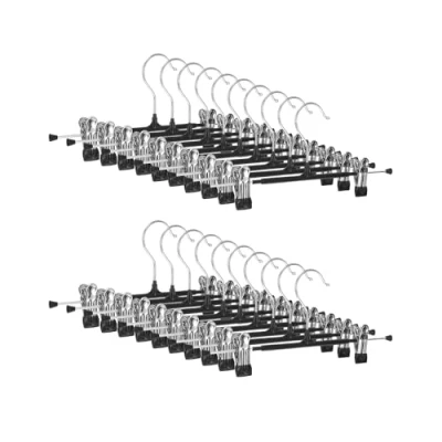 Imagen de Paquete de 20, Perchas Pantalones Ahorra Espacio, para 30cm, Faldas, Antideslizantes, con Clips Ajustables, Ropa, Calcetines
