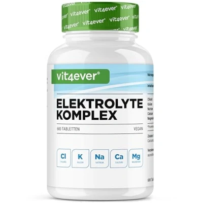 Imagen de Electrolitos 600 Tabletas con Magnesio, Calcio, Potasio, Sodio y Cloruro Equilibrio Electrolítico Función Muscular Dieta Keto Vegano