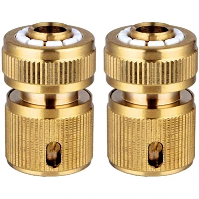 Imagen de Hydrogarden Conector de Manguera latón 2 Piezas Conexión rápida Tubo 1/2&quot; rápido para jardinería, Riego doméstico