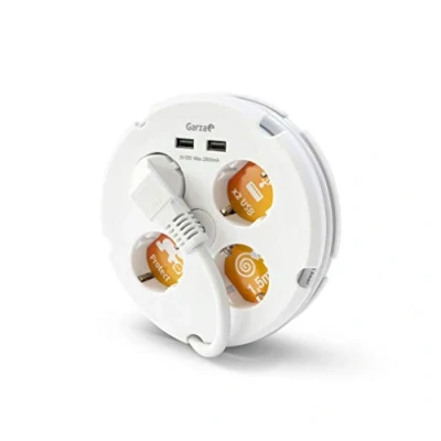 Imagen de Garza Base múltiple circular de 4 tomas y 2 puertos USB