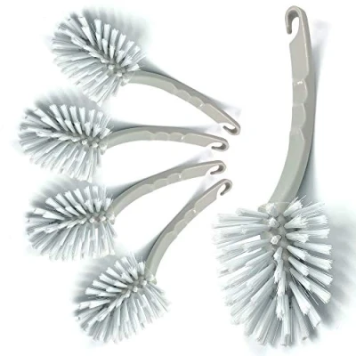 Imagen de Juego de 5 cepillos plástico gris, fregador platos y lavado para cocina, fregadero encimeras con cerdas firmes mango resistente (paquete platos)