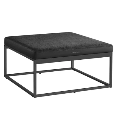 Imagen de SONGMICS HOME Luiz Colección Centro Cuadrada, Salón, Tablero Reversible, Mesa Auxiliar, Taburete, Minimalista, Marco de Acero, Carga 300 kg, Negro Tinta LOM077B01, 78 x 40 cm