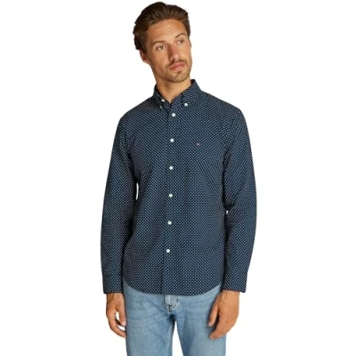 Imagen de Tommy Hilfiger FLEX Polka DOT Shirt Camisa, Hombre, Talla: Medium, Night sky