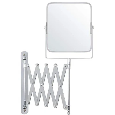 Imagen de BELLE VOUS Espejo Extensible de Pared Cromado con Giro 360 Espejos para Maquillaje Aumento 3X 15,5 cm x 18,5 Tocador Dos Lados Acero Inoxidable Afeitarse o