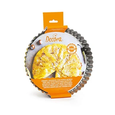 Imagen de DECORA, 0070016 Molde para Tarta con Fondo Móvil de Acero Antiadherente, Redondo Ø 25 X H 3,5 cm, Facilita el Desmoldado los Pasteles, Diseño Profesional