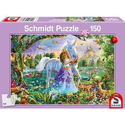 Imagen de Schmidt Spiele Unicorn Princesa con Unicornio y Castillo 150 Piezas Puzzle Infantil, Multicolor (56307)