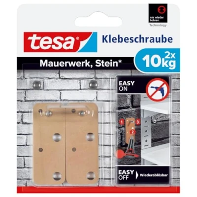 Imagen de tesa 77908 00000 00 Tornillo Adhesivo Cuadrado Beige. Contenido: 2 Unidades, 10kg, Set de Piezas