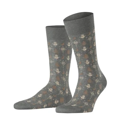 Imagen de FALKE Merry Party M SO algodón estampado 1 par, Calcetines Hombre, Gris (Light Grey Melange 3390), 39 42