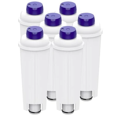 Imagen de 6 Filtros de agua para cafeteras automáticas Delonghi con descalcificador carbón activo De&#039;Longhi ECAM, ETAM, EC, serie BC