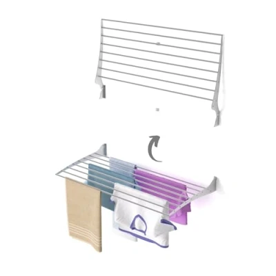 Imagen de foxydry Fold, tendedero de Pared Plegable, Ropa Plegable y retráctil para Interiores Exteriores, Aluminio Acero (1x, 100 cm)