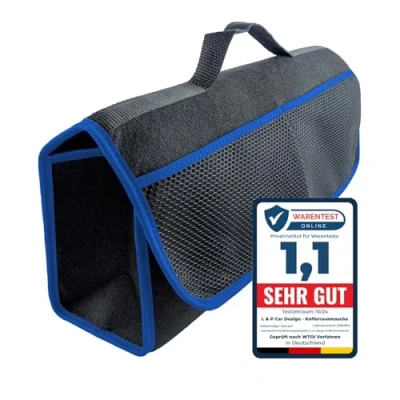 Imagen de L &amp; P Car Design bolsa organizadora para maletero de coche, herramientas, con cierre velcro, color negro y azul