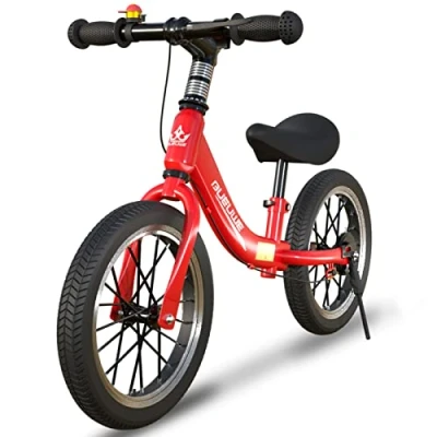 Imagen de GASLIKE Bicicleta Sin Pedales para Niños de 3 7 Años, Ruedas 16 Pulgadas con Freno, Caballete, Asiento Ajustable y Timbre, hasta 45 kg, Regalo Niña Niños, Rojo