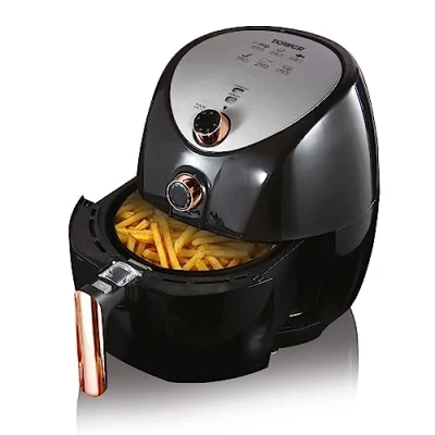 Imagen de Tower T17021RG Freidora de Aire Tamaño Familiar: Air Fryer con Circulación Rápida y Temporizador 60 Minutos: Sin Aceite 4.3 L, 1500 W, Negro Oro rosa