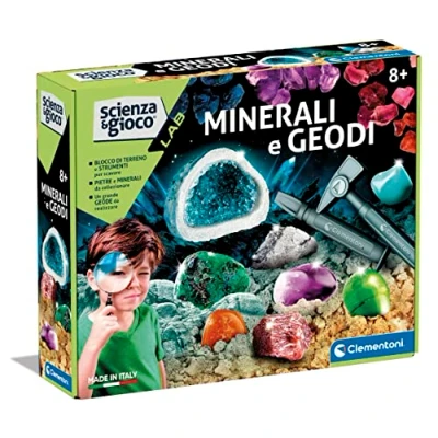 Imagen de Clementoni Scienza Lab Geodi Set Mineralogía con Ladrillo para Excavar, Laboratorio Mineral, Juego Científico 8 Años (Versión en Italiano) Made in Italy, Color, 19350