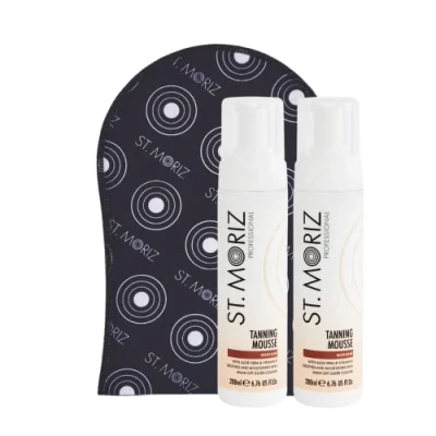 Imagen de ST MORIZ instantánea autobronceadora Mousse MEDIUM ( 2x 200 ml ) &amp; Bronceado Mitt