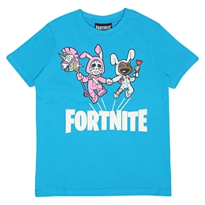 Imagen de Fortnite Camiseta para Niño, T Shirt Oficial, 7 15 Años, Azul Celeste