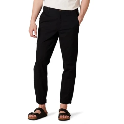 Imagen de Amazon Essentials Pantalones Chinos Estilo chándal de Corte Ajustado Hombre, Negro, XXL