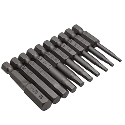 Imagen de Fongmore 10 piezas de 50 mm 1/4 pulgadas varilla hexagonal S2 acero cabeza destornillador llave mano Allen juego brocas 5/64 5/16 hexagonales magnéticas