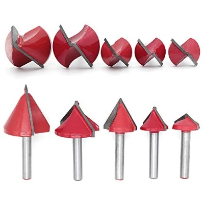 Imagen de DingGreat 5Pcs 6mm Vástago Fresas para ranuras en V (60 90 120 grados), Fabricación de madera 3D Enrutador CNC acero tungsteno Grabado Sharp Groove Bit End Mill