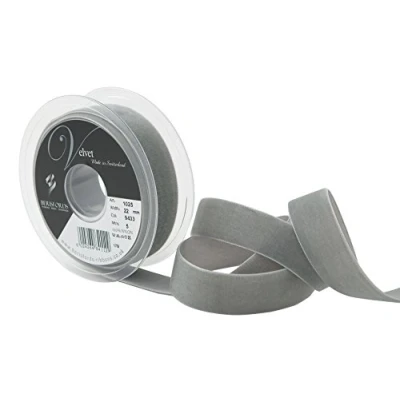 Imagen de Berisfords Cinta de Terciopelo, Gris, 10.2 x 3.0 cm