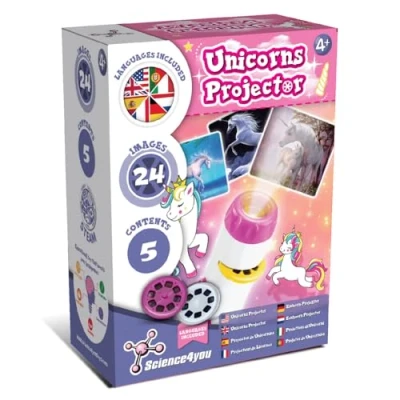 Imagen de Science4you Linterna Proyector Unicornios para Niños Juguete Unicornio Incluye 24 Imágenes y Póster, Antorcha Unicornio, Antorcha, Juguetes Científicos Educativos de 4 5 6 7+