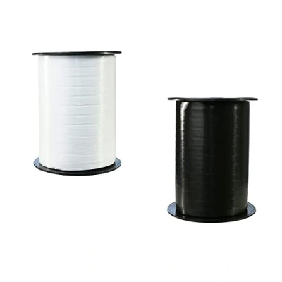 Imagen de Clairefontaine 601729AMZC un juego de 2 bobinas cinta Smooth Bolduc 500mx0.7 cm Envoltorio regalo, accesorio decorativo Negro/Blanco