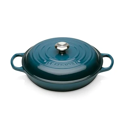 Imagen de Le Creuset Evolution Cacerola baja de hierro fundido, Redonda, Pomo acero inoxidable, Ø 26 cm, Azul Deep Teal,21180266422430